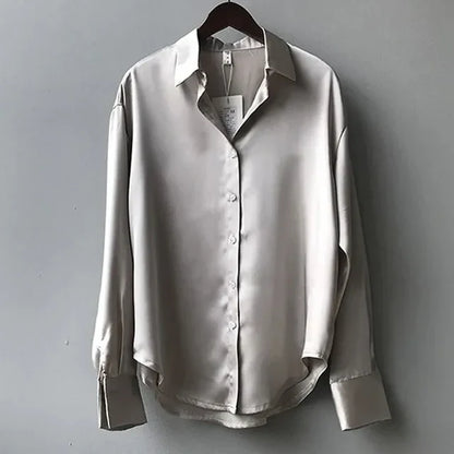  AMILY | Casual Loose Satin Blouse-3