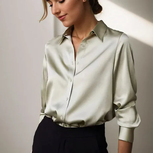  AMILY | Casual Loose Satin Blouse-1