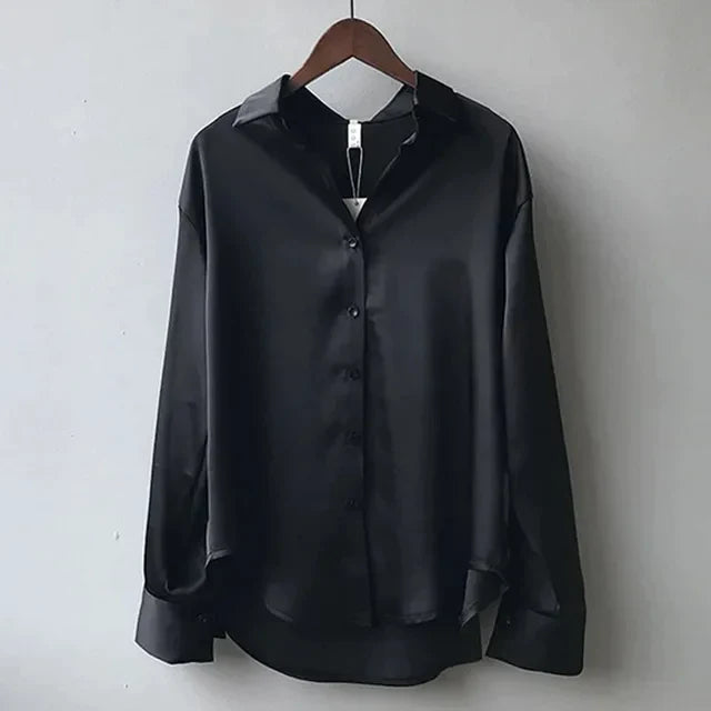  AMILY | Casual Loose Satin Blouse-4
