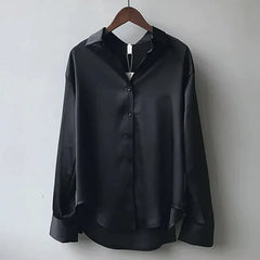  AMILY | Casual Loose Satin Blouse-4
