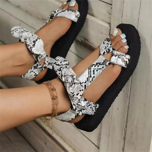 DELIA | Leopard Print Flat Summer Sandals-1