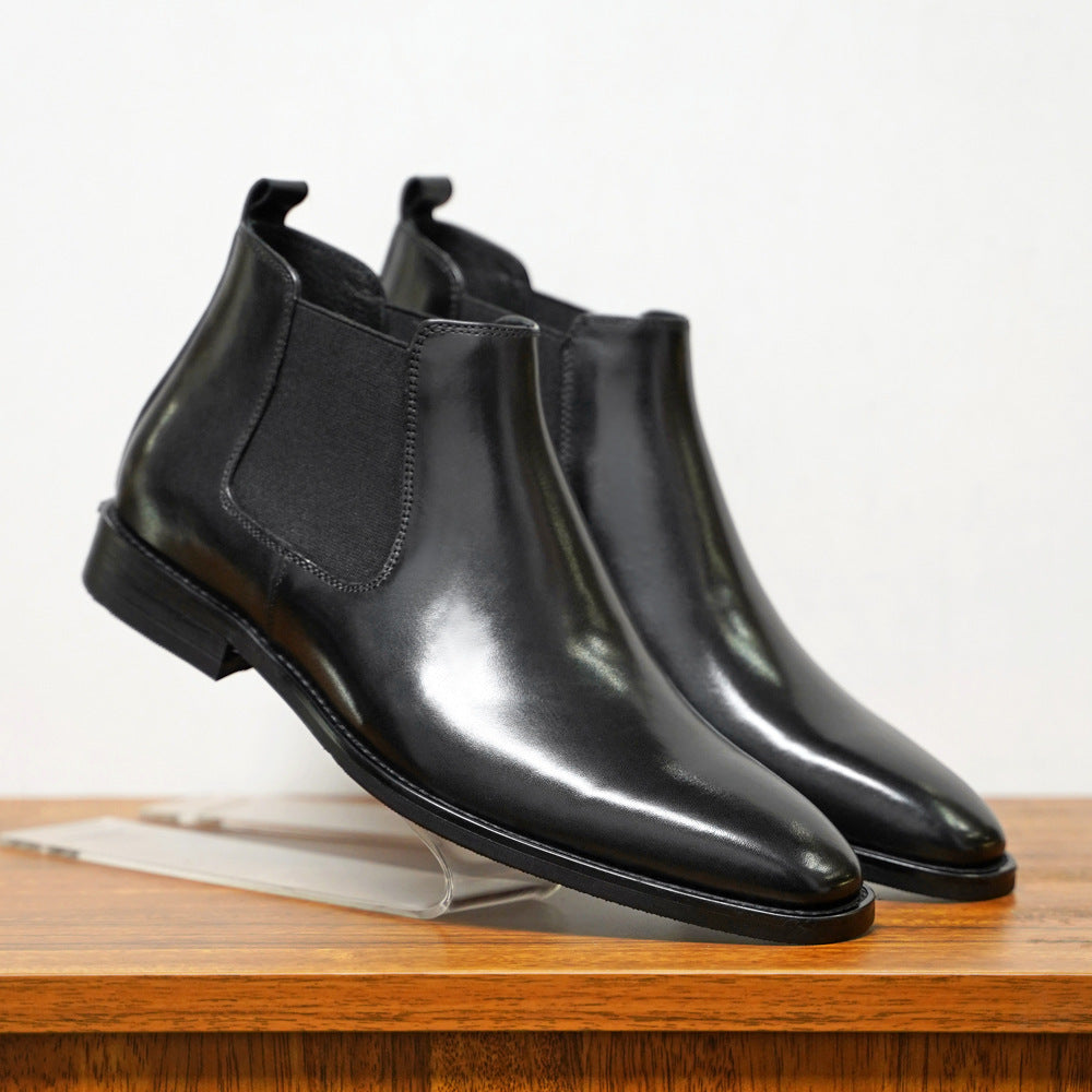 Men’s Chelsea Boots – Leather – Slim Fit – Ankle Height – Slip-On Elastic Panel-1
