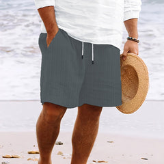  Men’s Shorts – Cotton Linen Blend – Relaxed Fit – Drawstring Waist – Multi Pocket-3