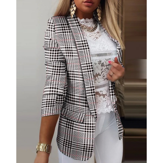 JOVIE | Elegant Printed Shawl Collar Blazer-1