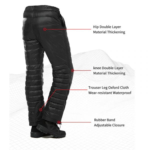 Outdoor Thermal Goose Down Pants Zipper Camping Hiking Skiing Trousers 2