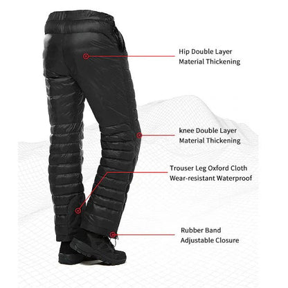 Outdoor Thermal Goose Down Pants Zipper Camping Hiking Skiing Trousers 2