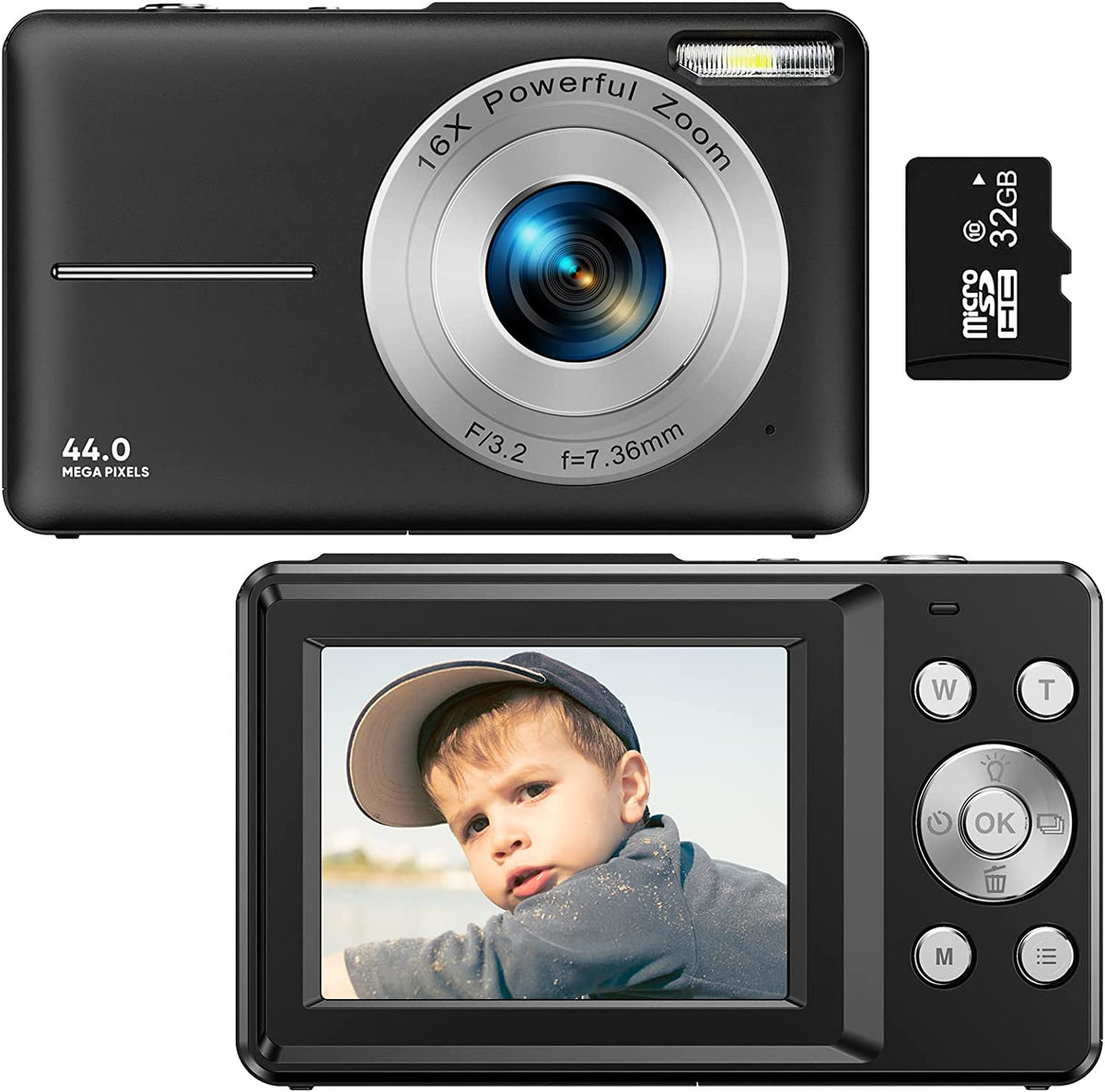 Portable Digital Camera 1080P 44MP with 16X Zoom – Compact Vlogging Camera with LCD Screen, Rechargeable, Perfect for Teens and Students 0