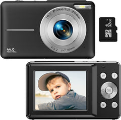 Portable Digital Camera 1080P 44MP with 16X Zoom – Compact Vlogging Camera with LCD Screen, Rechargeable, Perfect for Teens and Students 0