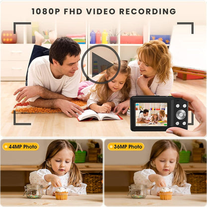 Portable Digital Camera 1080P 44MP with 16X Zoom – Compact Vlogging Camera with LCD Screen, Rechargeable, Perfect for Teens and Students 7