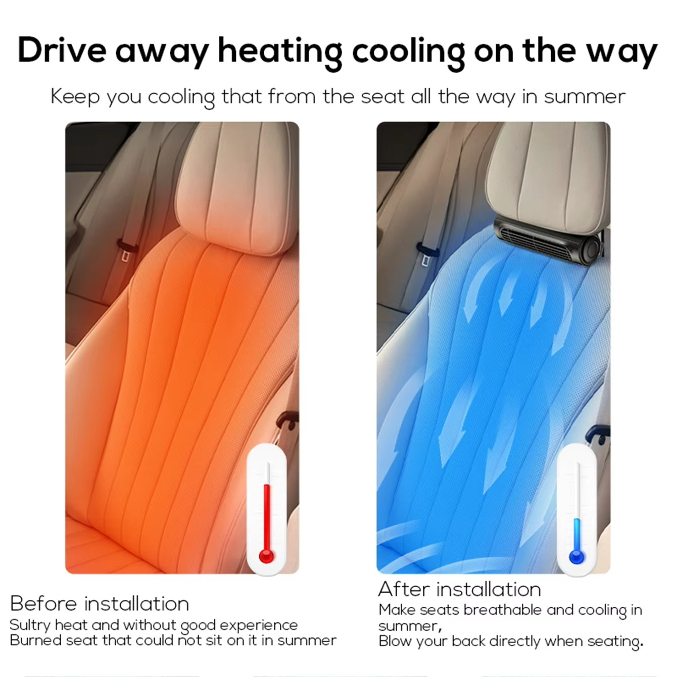 Portable USB Car Seat Fan with Adjustable Headrest Strap 7