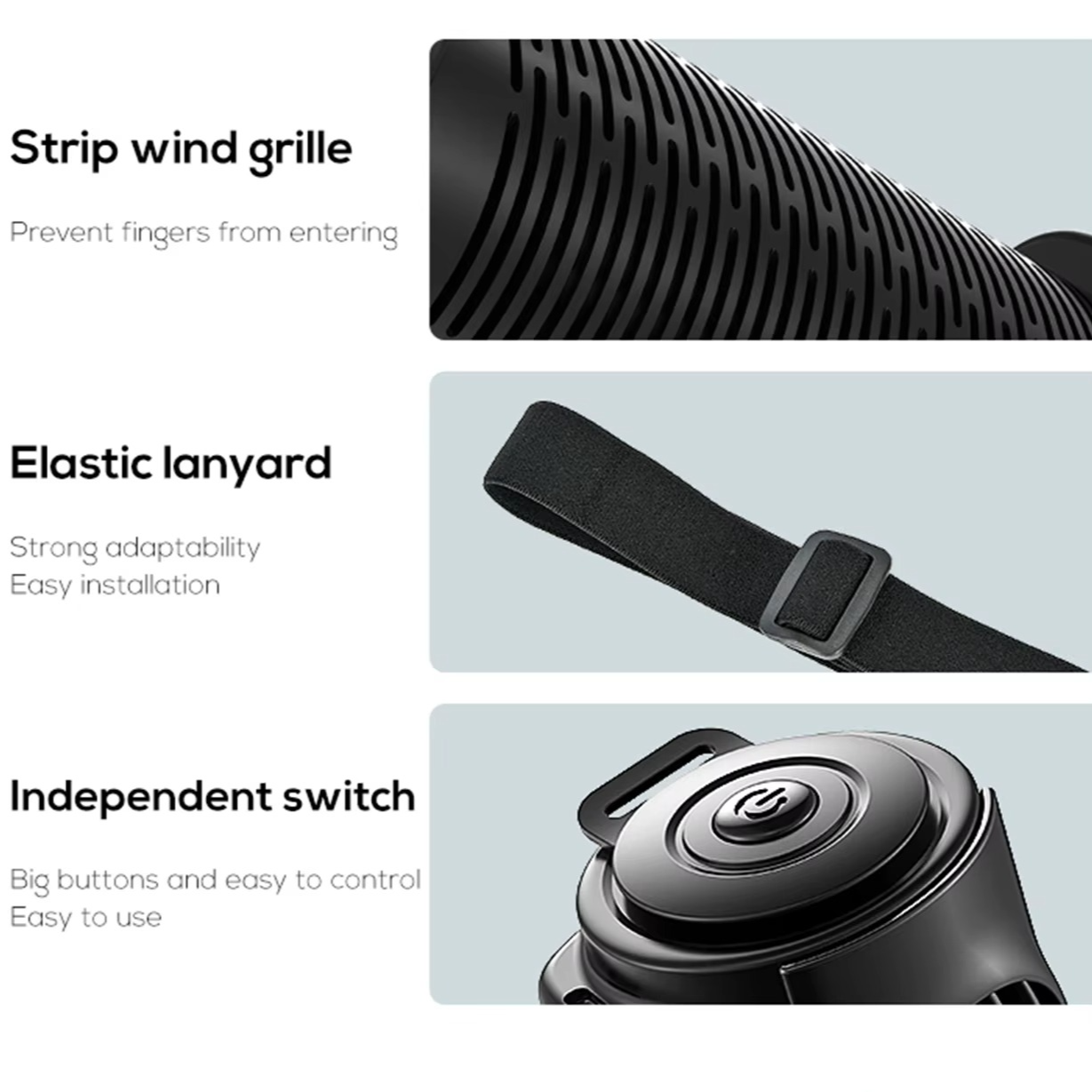 Portable USB Car Seat Fan with Adjustable Headrest Strap 8