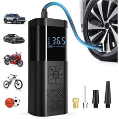 Portable air compressor with LCD screen and LED light -150 PSI inflator for cars, bicycles and sports equipment 1