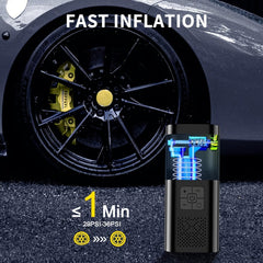 Portable air compressor with LCD screen and LED light -150 PSI inflator for cars, bicycles and sports equipment 2