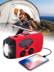 Portable emergency radio with flashlight and power bank solar, hand crank, USB-C load, waterproof, at/FM reception 3