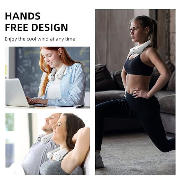 Portable neck fan with adjustable speed-ergonomic, light design for hands-free cooling, long battery life 4