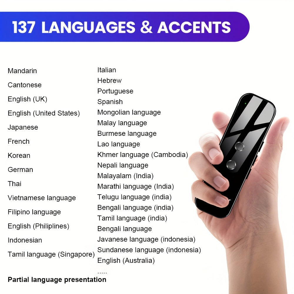Portable two-way language translator with integrated WiFi and USB rescue-charged battery compact travel device for effortless communication 4