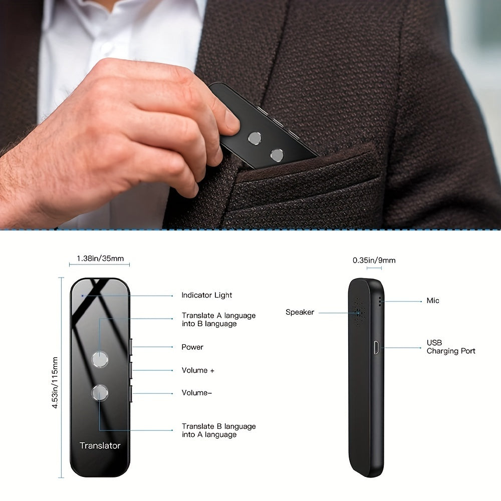 Portable two-way language translator with integrated WiFi and USB rescue-charged battery compact travel device for effortless communication 5