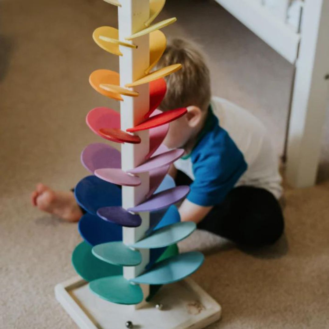 Rainbow Marble Tower – Creative wooden toy – Promotes colors & sounds for children ages 3 and up 4