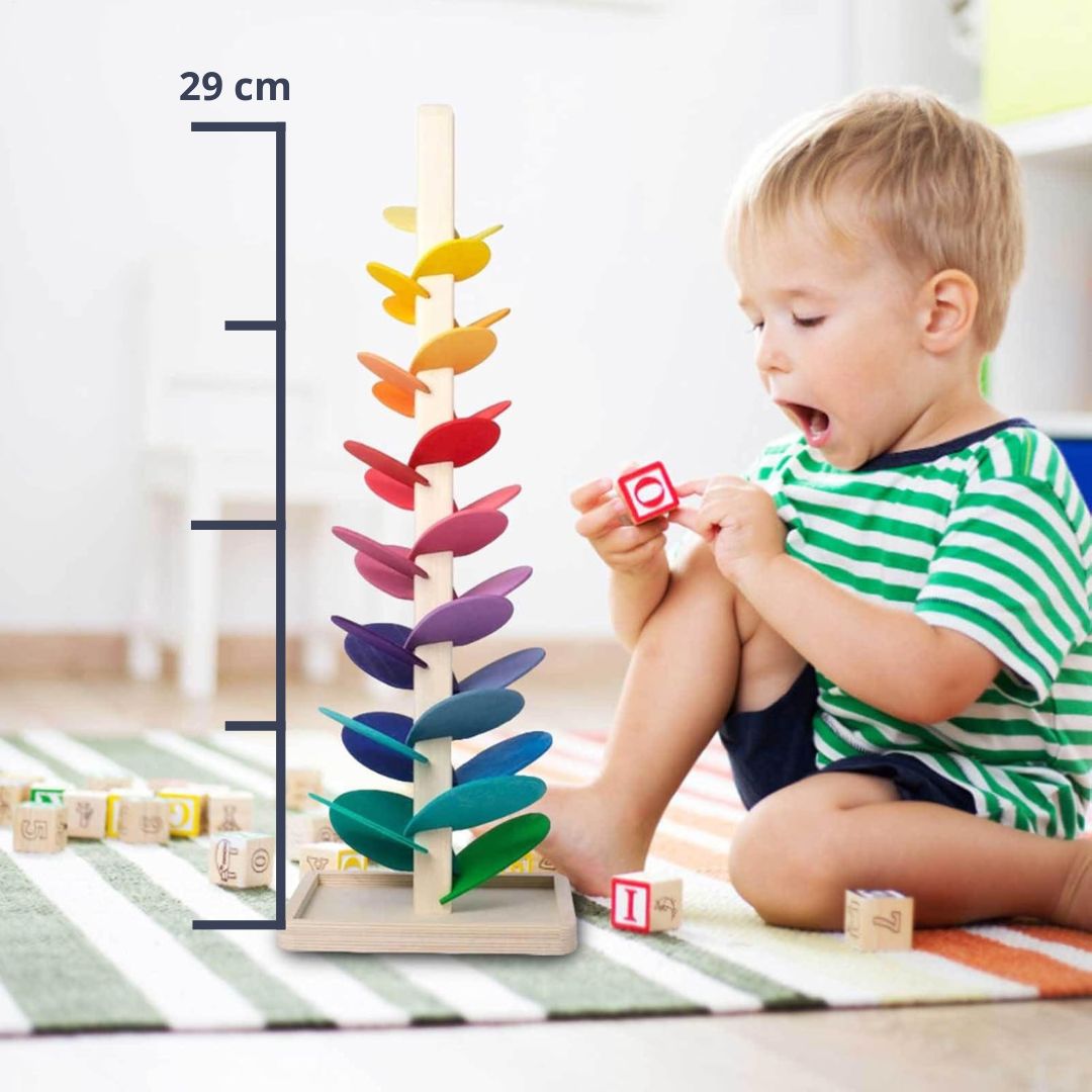 Rainbow Marble Tower – Creative wooden toy – Promotes colors & sounds for children ages 3 and up 7