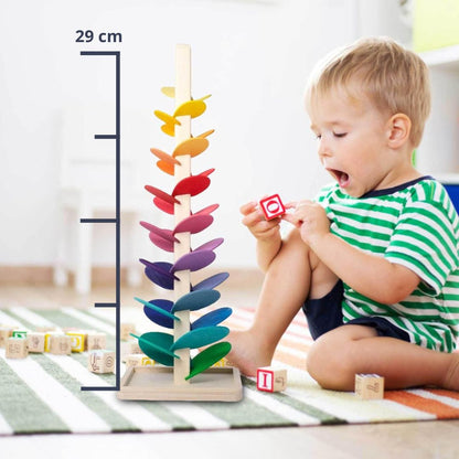 Rainbow Marble Tower – Creative wooden toy – Promotes colors & sounds for children ages 3 and up 7