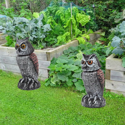 Realistic 2-Pack Owl Decoy with Rotating Head – Outdoor Bird & Pest Repellent 4
