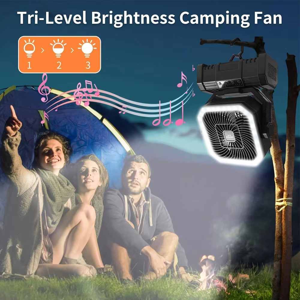 Rechargeable Camping Fan with 20000mAh Battery, 4 Speeds and LED Lantern 5