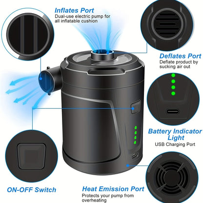 Rechargeable wireless mini electro air pump -light USB 5