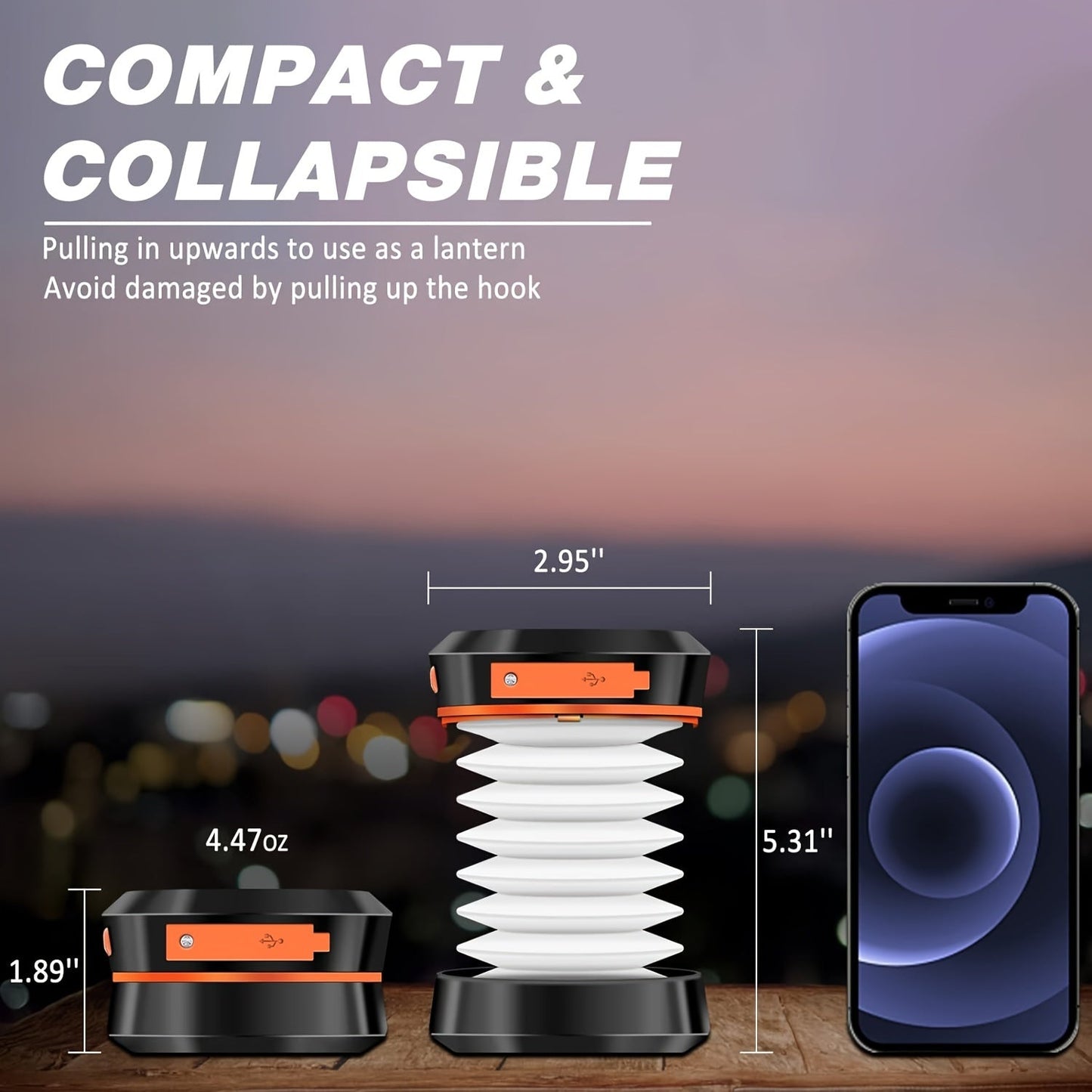 Recharged LED camping lantern -compact foldable light for outdoor adventures and emergencies 5