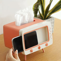 Retro -Tv -issue -Box -Box -Halter with smartphone -dock -multifunctional fabric protection for home and office decoration 1