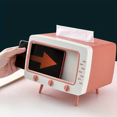 Retro -Tv -issue -Box -Box -Halter with smartphone -dock -multifunctional fabric protection for home and office decoration 2