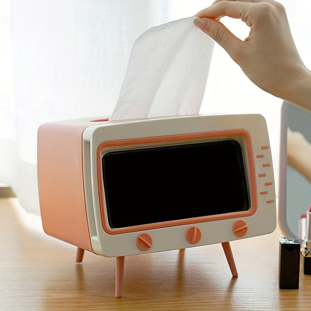 Retro -Tv -issue -Box -Box -Halter with smartphone -dock -multifunctional fabric protection for home and office decoration 5
