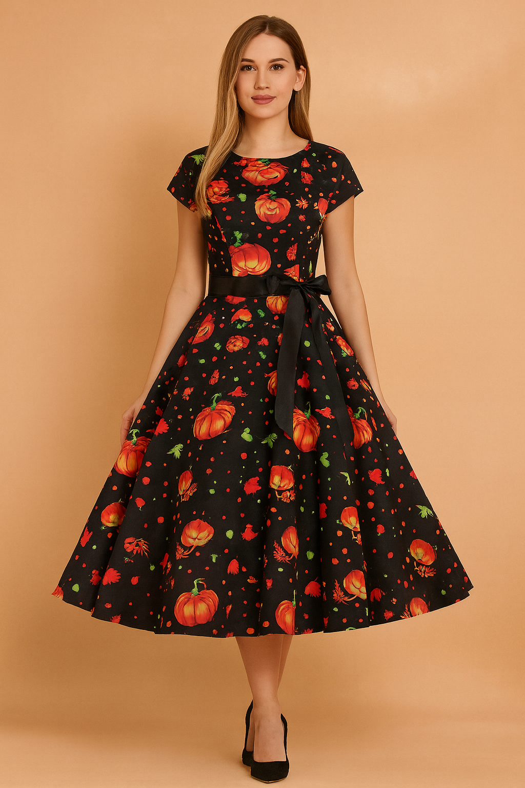 Retro Halloween Dress | Women's Pumpkin and Ghost Costume 2