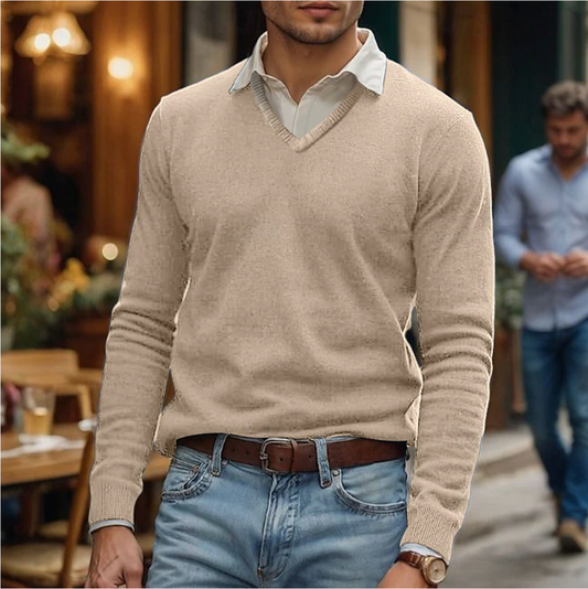Rik | V-Neck Sweater in Soft Cotton Blend 0