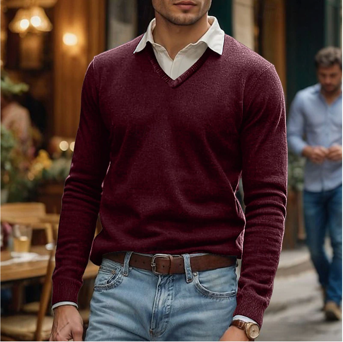 Rik | V-Neck Sweater in Soft Cotton Blend 2