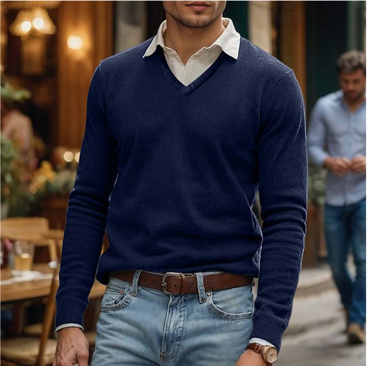 Rik | V-Neck Sweater in Soft Cotton Blend 3