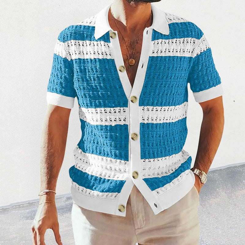 JAKE | Casual Knitted Shirt Short Sleeves Men-2