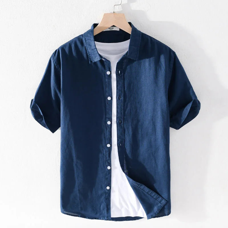 SEBASTIAN | Short Sleeve Linen Shirt-4