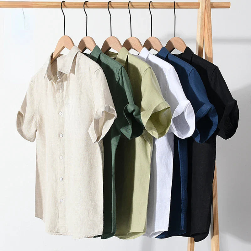 SEBASTIAN | Short Sleeve Linen Shirt-3