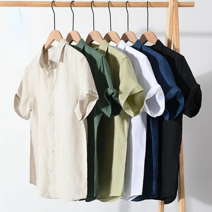 SEBASTIAN | Short Sleeve Linen Shirt-3