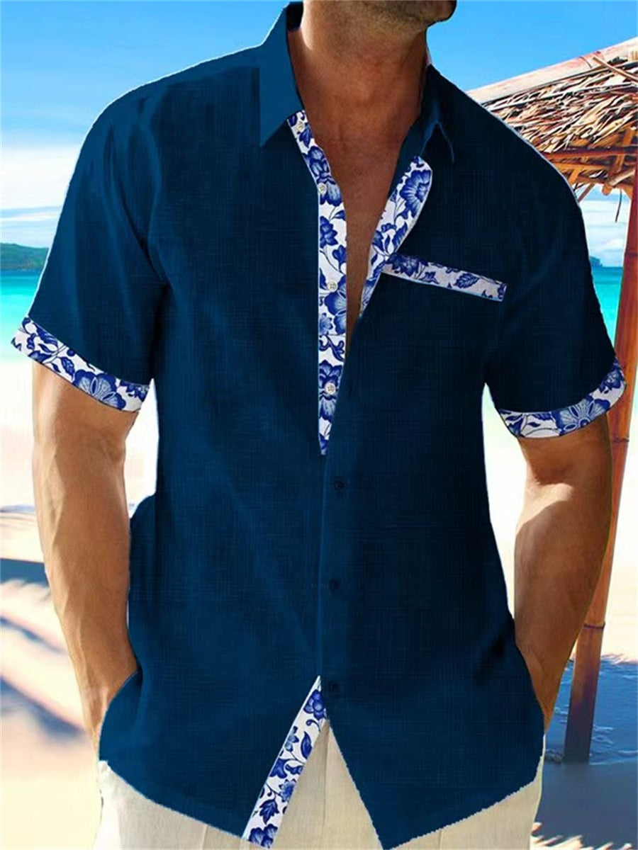 Luis | Tropical Breeze Trimmed Button-Up Shirt-2