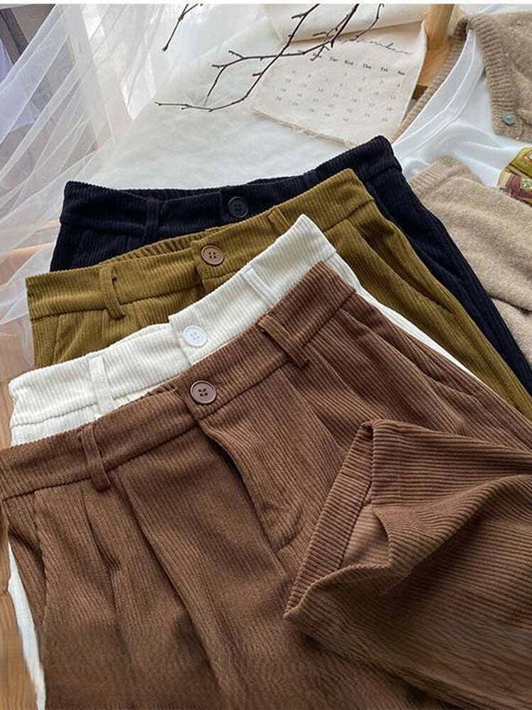 JESSY | Vintage High Waist Corduroy Pants for Women-5