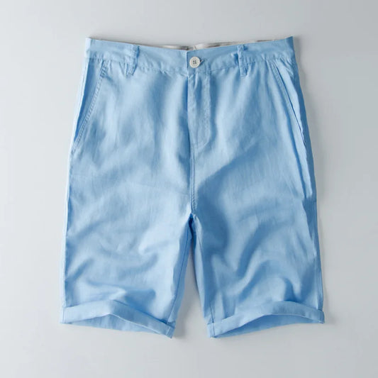  Men’s Casual Shorts – Cotton Linen Blend – Relaxed Fit – Knee Length with Pockets-1