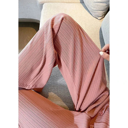 ALLIE | Vertical Stripe Drawstring Casual Trousers-1