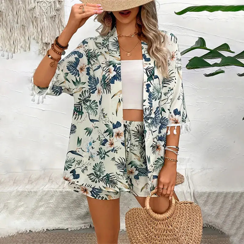  DIANELLA | Flower Printed Summer Set for Women-2