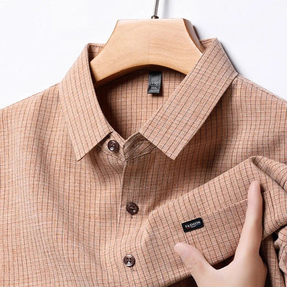 THEO | Comfortable Plaid Linen Shirt-3