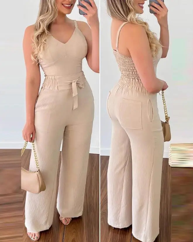 SADIE | Shirred Two-Piece Jumpsuit Set-1