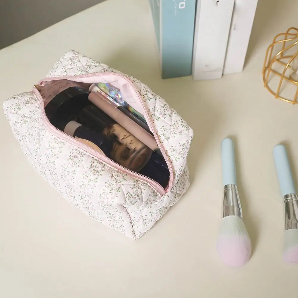 Clara | Padded Quilted Floral Makeup Bag 4
