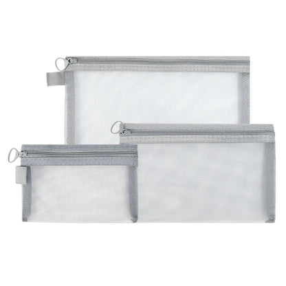 Keily | 3-piece Nylon Mesh Cosmetic and Toiletry Bag Set 2