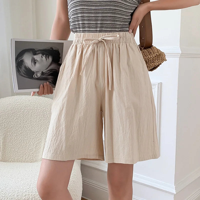 FINA | Cotton Linen Knee-Length Shorts-2