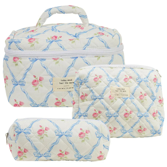 Elisse | Elegant Padded Makeup Bag Set with Floral Design 1